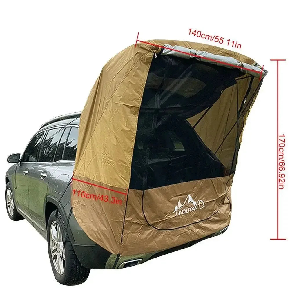 Car Travel Tent BBQ Camping Trunk Extension Tent - Suitable for SUV with Width 1.9-2.M SUV Triple Door Tailgate Hatchback Tent - Trekker Essentials