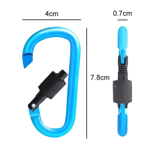 Carabiner Clips with Screw Gate 4Pcs Carabiners Hiking Clips with 7mm Diameter Aluminum Rod EDC Outdoor Camping Equipment Hook - Trekker Essentials