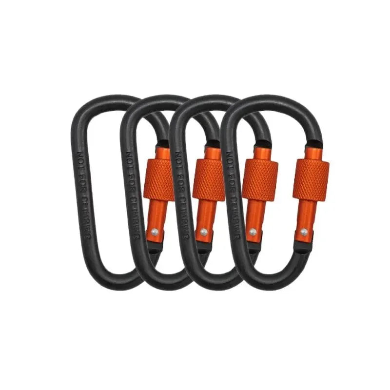 Carabiner Clips with Screw Gate 4Pcs Carabiners Hiking Clips with 7mm Diameter Aluminum Rod EDC Outdoor Camping Equipment Hook - Trekker Essentials
