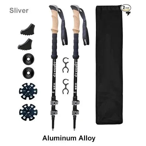Carbon Fiber Folding Trekking Poles - Collapsible Hiking Sticks with Cork Grip - Trekker Essentials
