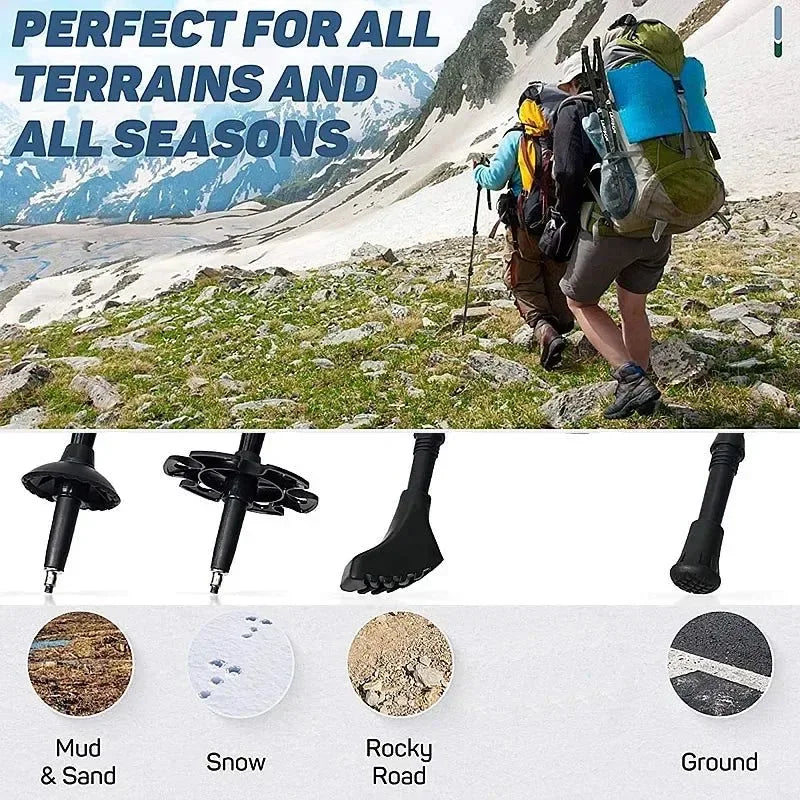 Carbon Fiber Folding Trekking Poles - Collapsible Hiking Sticks with Cork Grip - Trekker Essentials