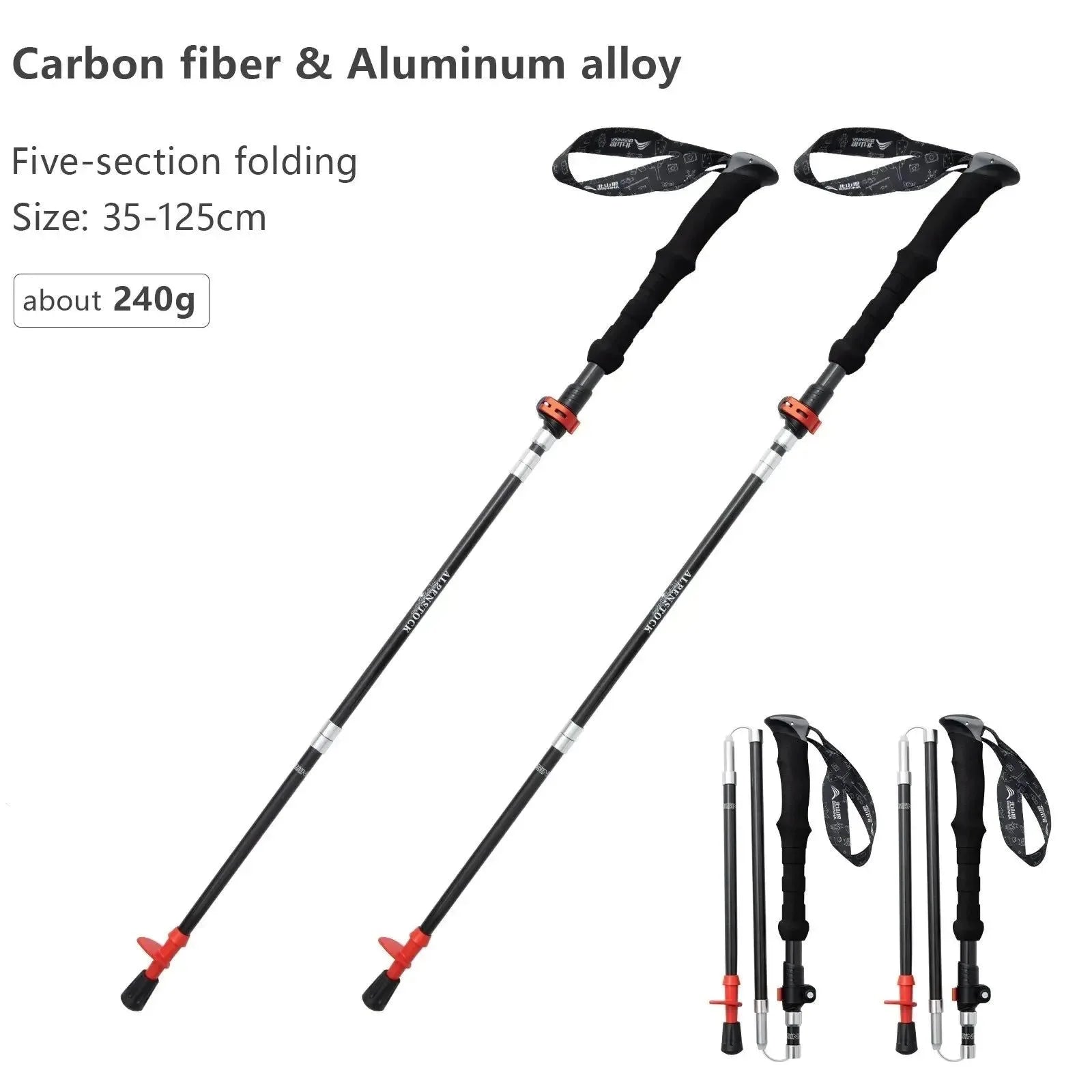 Carbon Fiber Folding Trekking Poles: Collapsible Telescopic Sticks for Hiking and Climbing - Trekker Essentials