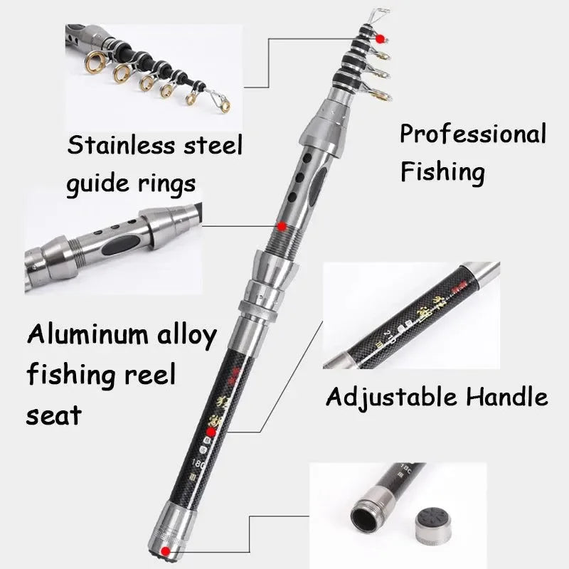 Carbon Fiber Telescopic Fishing Rod – Ultralight Spinning Rod for Sea, – Trekker Essentials