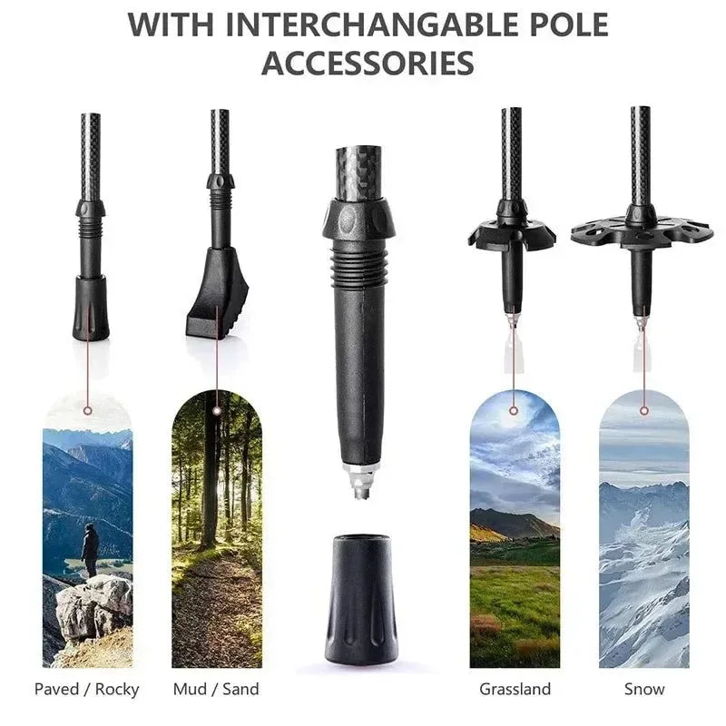 Carbon Fiber Trekking Poles - Collapsible Telescopic Walking Sticks for Tourism and Hiking - Trekker Essentials
