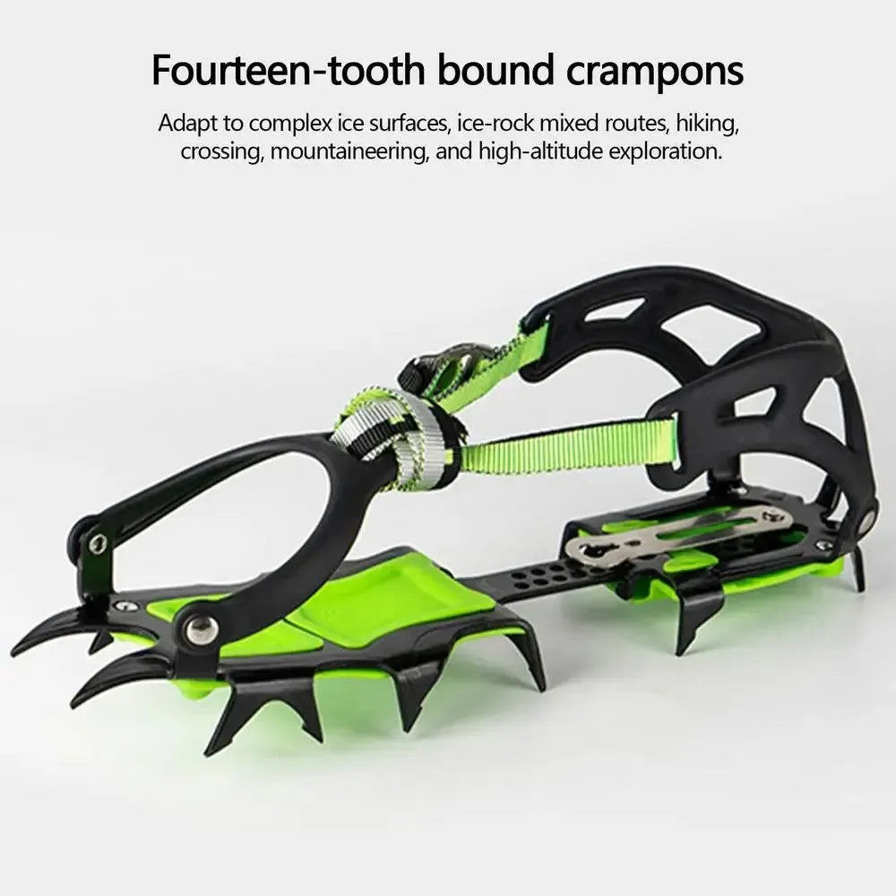 Climbing Crampons High-Density Manganese Steel Outdoor Ski Crampons 14 Teeth Ice Crampons For Outdoor Complex Environments - Trekker Essentials