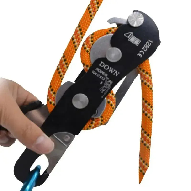 Climbing Descender – Self-Locking Anti-Panic Belay Device for Rope Rescue and Rappelling - Trekker Essentials