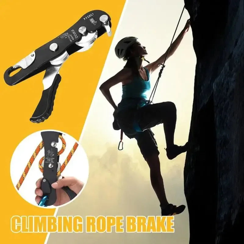 Climbing Descender – Self-Locking Anti-Panic Belay Device for Rope Rescue and Rappelling - Trekker Essentials