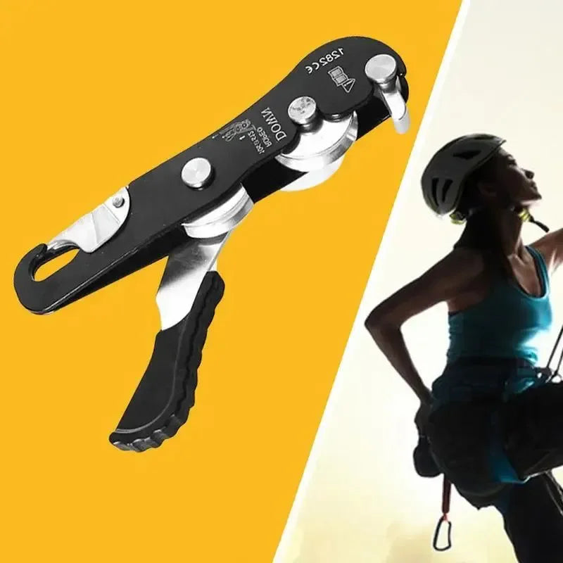 Climbing Descender – Self-Locking Anti-Panic Belay Device for Rope Rescue and Rappelling - Trekker Essentials