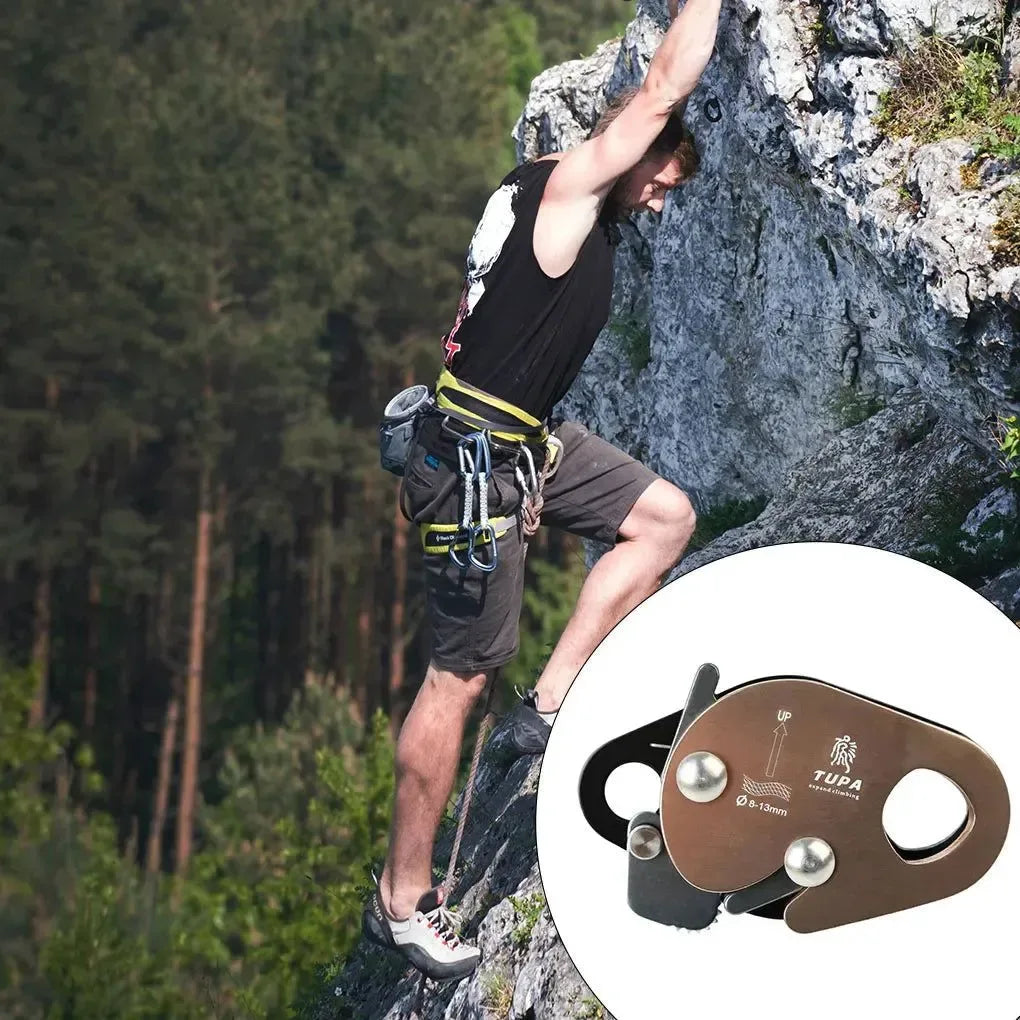 Climbing Rope Grab Device - Anti-Falling Lock Equipment for Rappelling and Belay - Trekker Essentials
