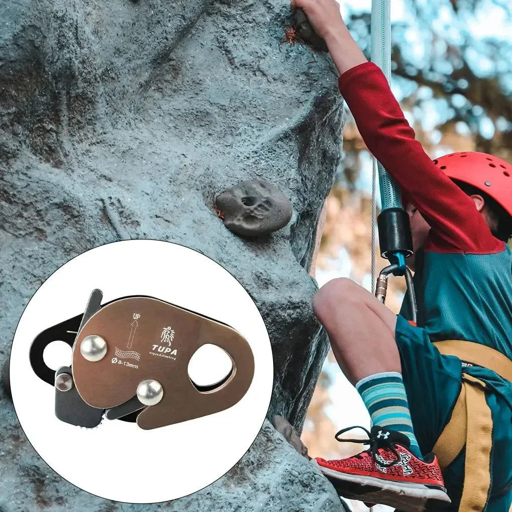 Climbing Rope Grab Device - Anti-Falling Lock Equipment for Rappelling and Belay - Trekker Essentials