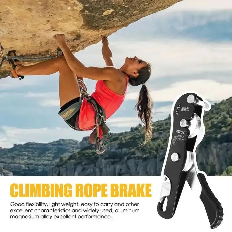 Climbing Stop Descender with Hand Control - Self-Locking Anti-Panic Belay Device for Rope Rescue and Rappelling - Trekker Essentials