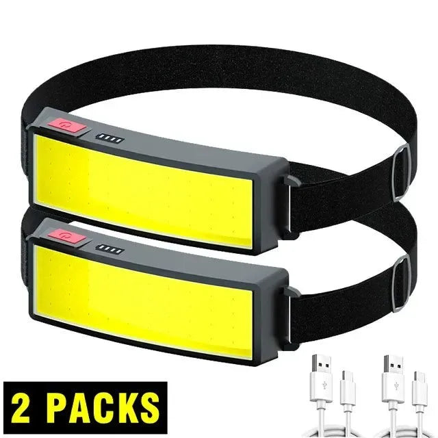 COB LED Headlight Flashlight: 3 Mode USB Rechargeable HeadLamp for Hiking and Camping - Trekker Essentials