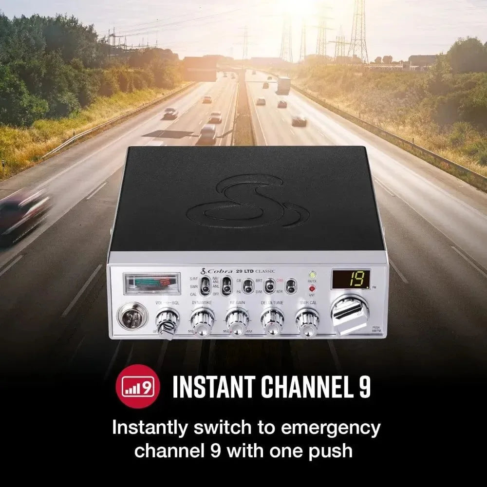 Cobra 29 LTD Classic AM/FM Professional CB Radio - Easy-to-Operate Emergency Radio with Instant Channel 9 and 4-Watt Output - Trekker Essentials
