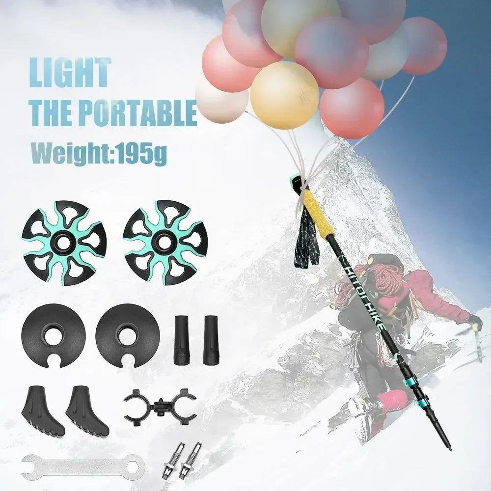 Collapsible Carbon Fiber Trekking Poles: Lightweight Telescopic Sticks for Walking, Hiking, and Climbing - Trekker Essentials