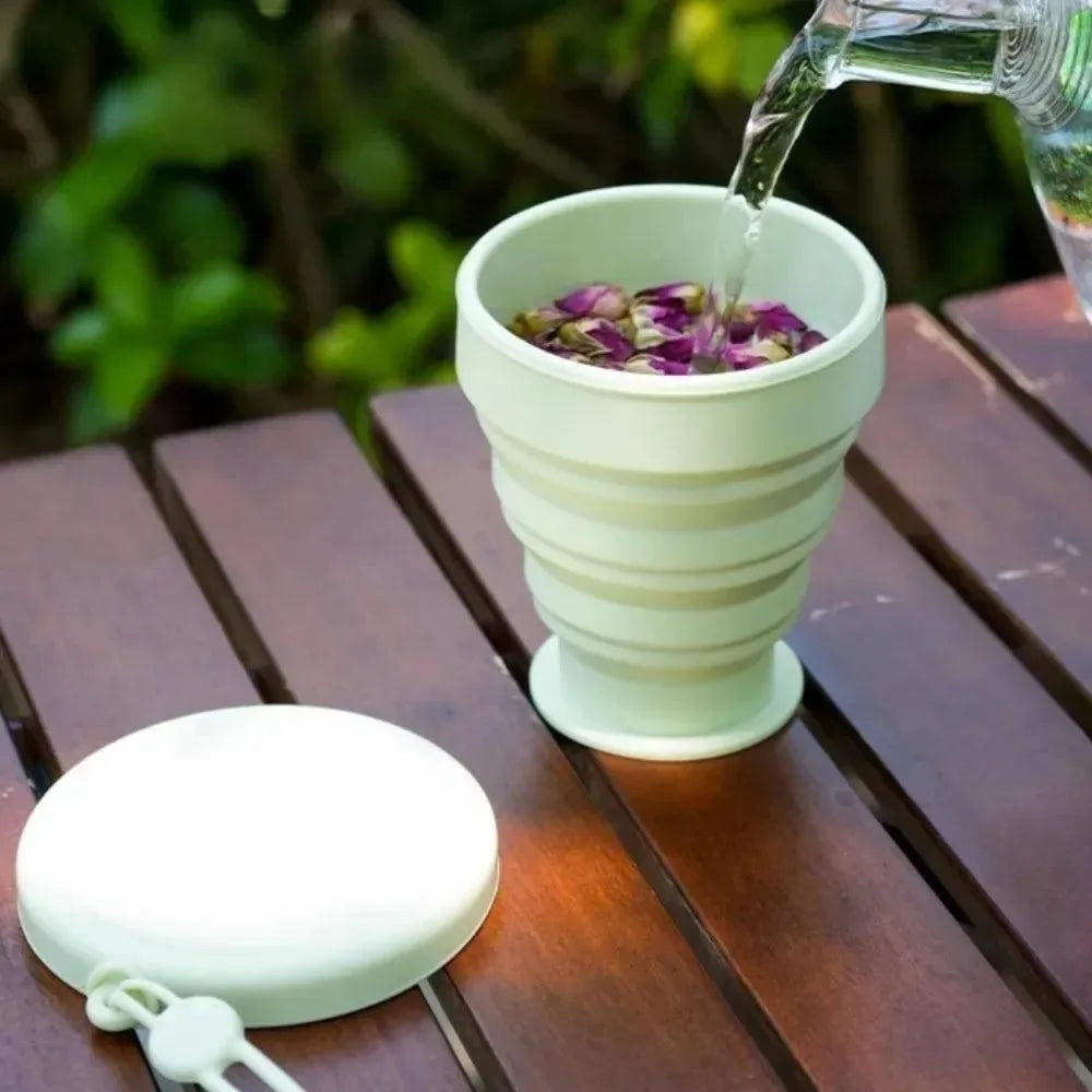 Collapsible Travel Cup – Portable Folding Silicone Water Bottle for Camping, Hiking & Outdoor Adventures - Trekker Essentials