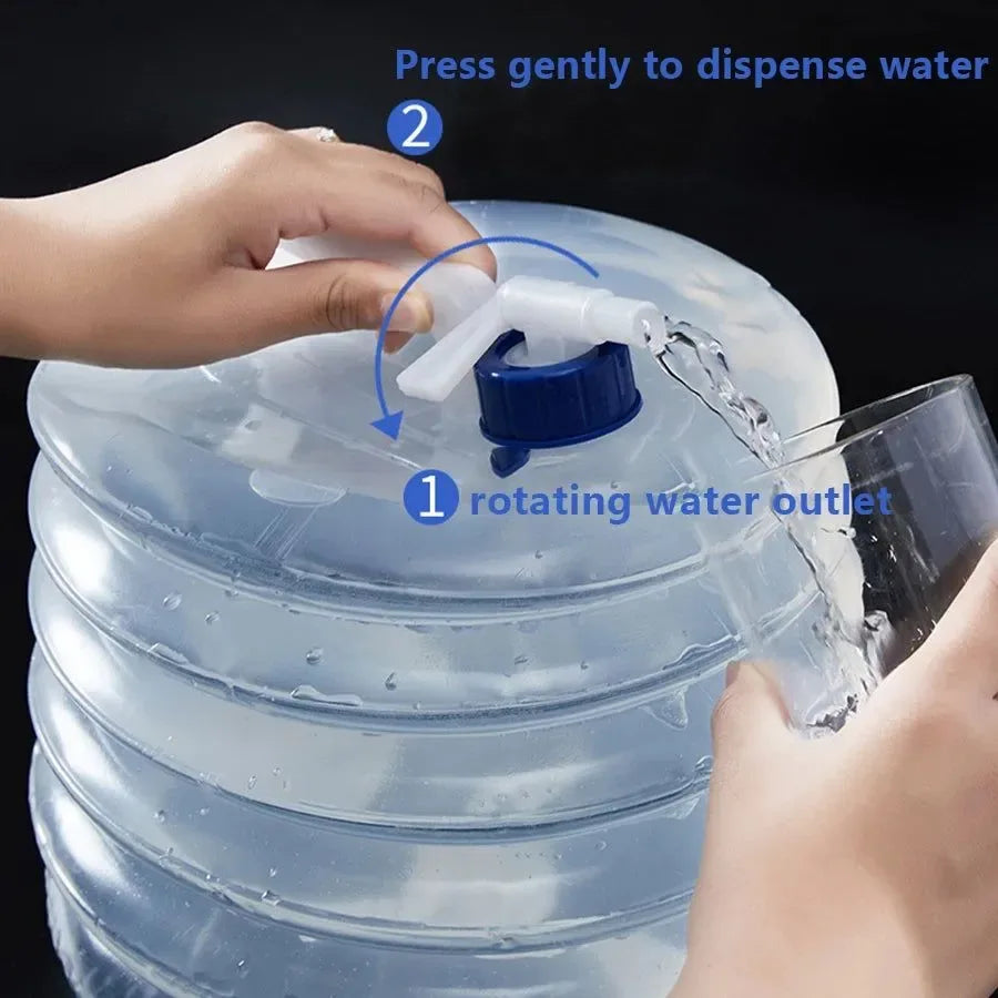 Collapsible Water Container - 5L/10L/15L Foldable Camping Water Bag with Tap - Trekker Essentials