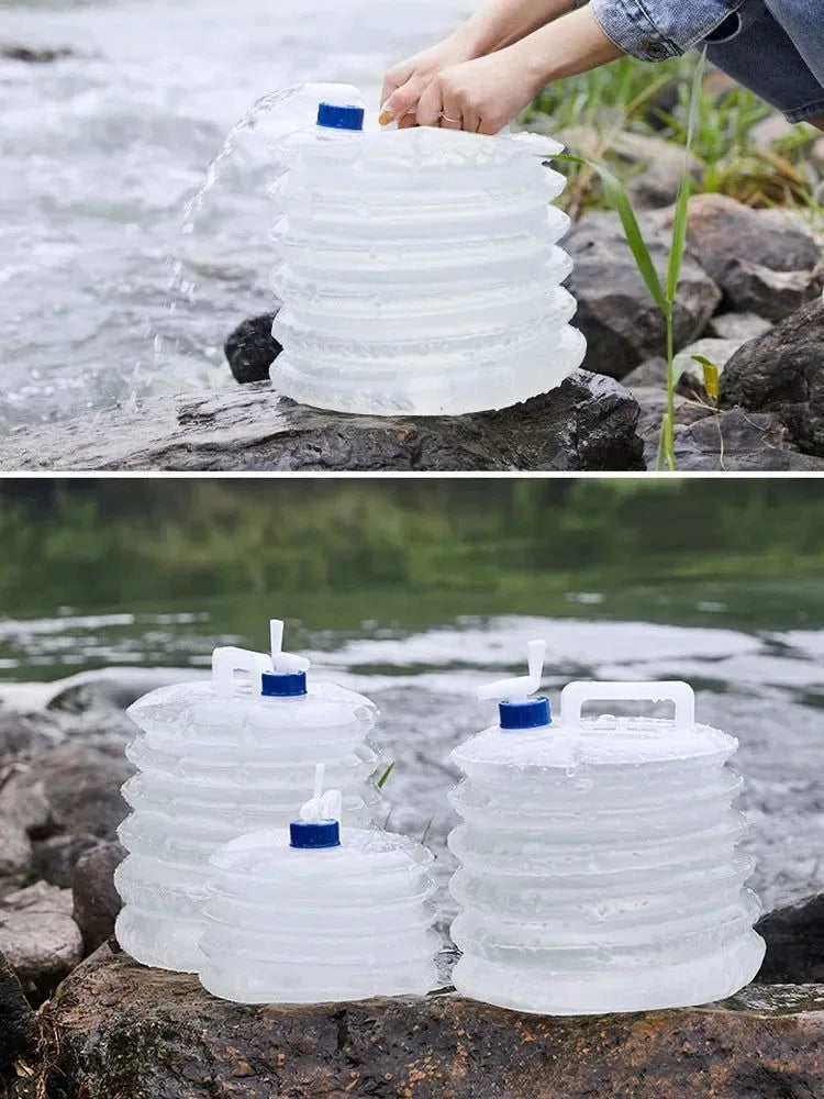 Collapsible Water Container - 5L/10L/15L Foldable Camping Water Bag with Tap - Trekker Essentials