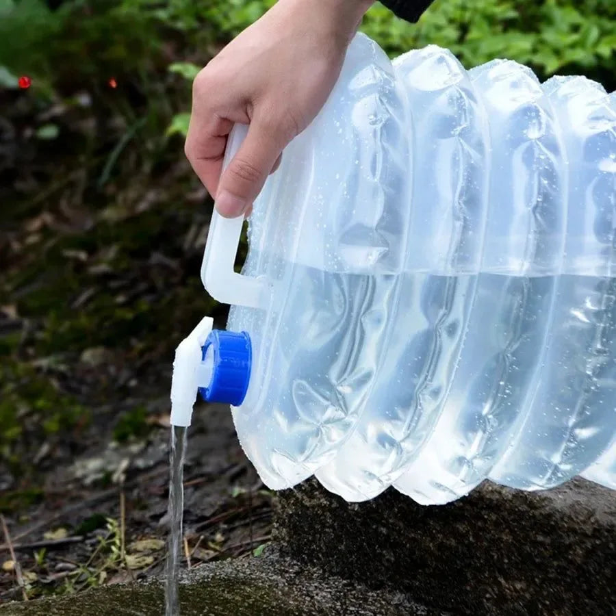 Collapsible Water Container - 5L/10L/15L Foldable Camping Water Bag with Tap - Trekker Essentials