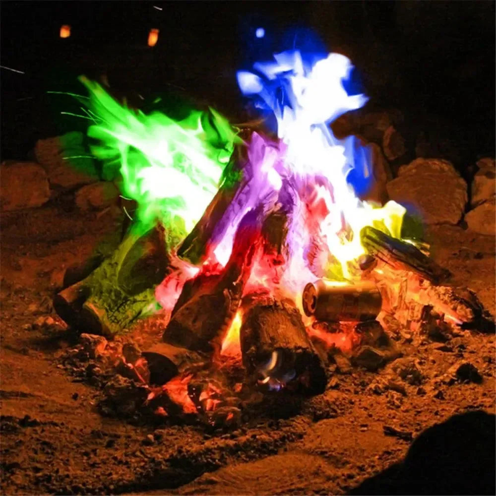Colorful Flame Powder – Magic Fire Color Sachets for Campfires, Fireplaces & Outdoor Adventures - Trekker Essentials