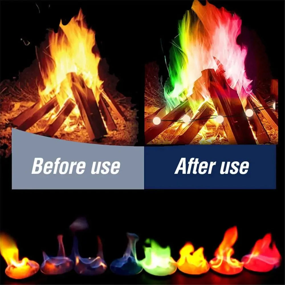 Colorful Flame Powder – Magic Fire Color Sachets for Campfires, Fireplaces & Outdoor Adventures - Trekker Essentials