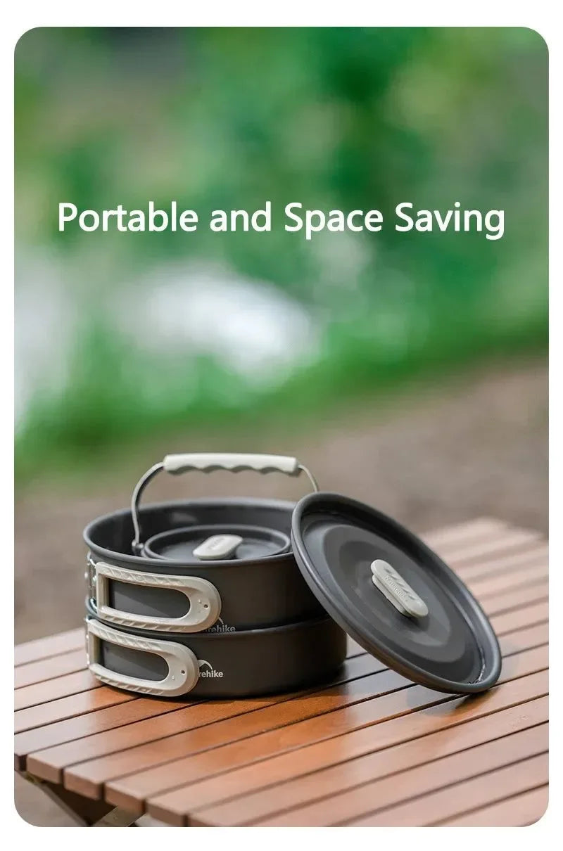 Compact Camping Cookware Set – Non-Stick Aluminum Outdoor Cooking & Picnic Kit with Teapot for 2–4 Persons - Trekker Essentials