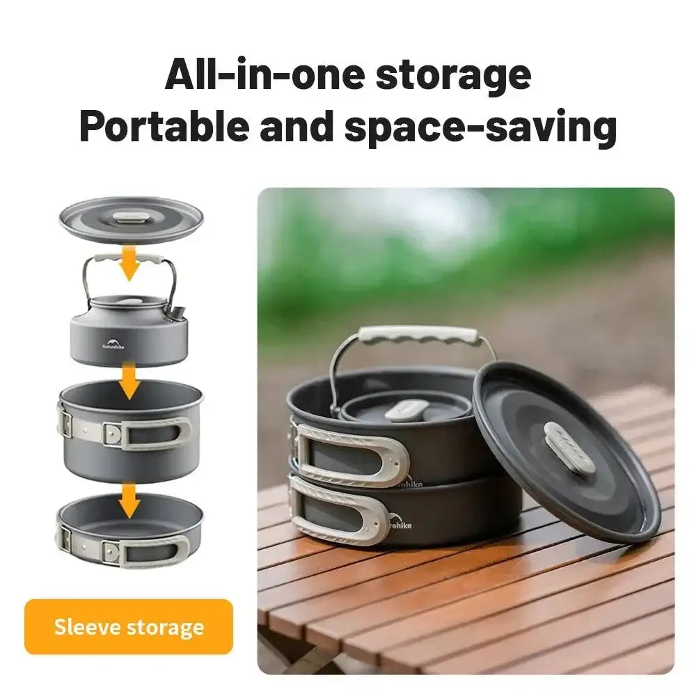Compact Camping Set Compact Camping Cookware Set – Non-Stick Aluminum Outdoor Cooking & Pi ...