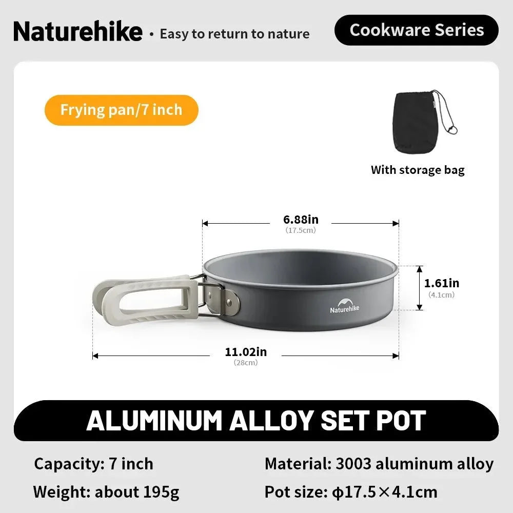 Compact Camping Cookware Set – Non-Stick Aluminum Outdoor Cooking & Picnic Kit with Teapot for 2–4 Persons - Trekker Essentials