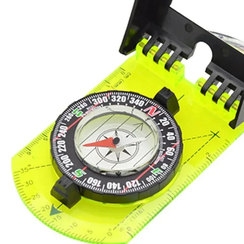 Compass Outdoor Guiding Tool - Scale Map Ruler with Flip Mirror, Multifunctional for Hiking, Camping, and Survival - Trekker Essentials