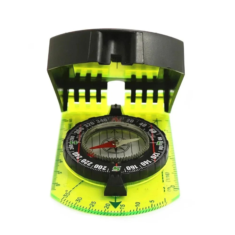 Compass Outdoor Guiding Tool - Scale Map Ruler with Flip Mirror, Multifunctional for Hiking, Camping, and Survival - Trekker Essentials