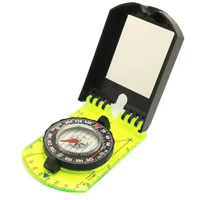 Compass Outdoor Guiding Tool - Scale Map Ruler with Flip Mirror, Multifunctional for Hiking, Camping, and Survival - Trekker Essentials
