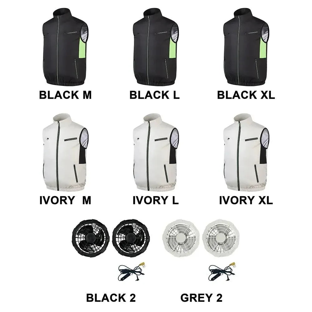 Cooling Vest Ice Fan - Heat Resistant, Breathable, 3-Gear Sleeveless Vest for Summer Camping, Fishing - Trekker Essentials