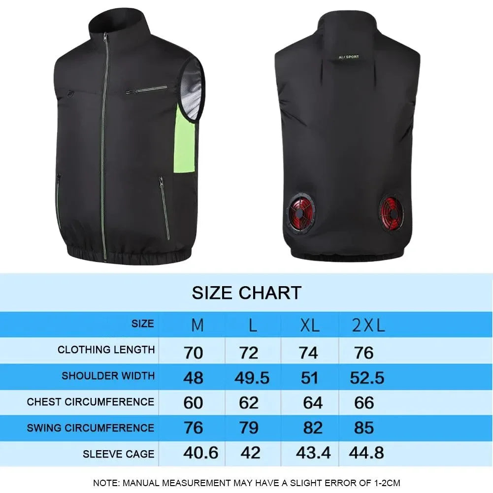 Cooling Vest Ice Fan - Heat Resistant, Breathable, 3-Gear Sleeveless Vest for Summer Camping, Fishing - Trekker Essentials