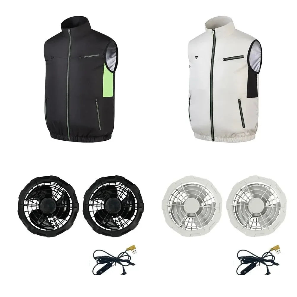 Cooling Vest Ice Fan - Heat Resistant, Breathable, 3-Gear Sleeveless Vest for Summer Camping, Fishing - Trekker Essentials