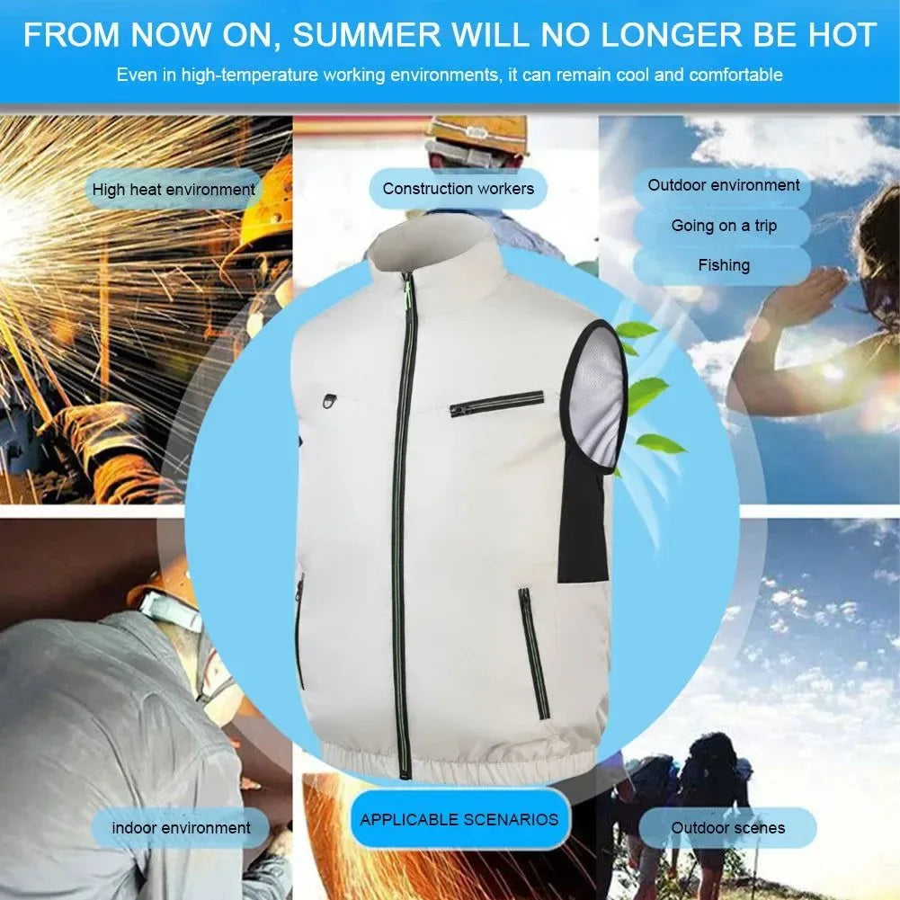 Cooling Vest Ice Fan - Heat Resistant, Breathable, 3-Gear Sleeveless Vest for Summer Camping, Fishing - Trekker Essentials