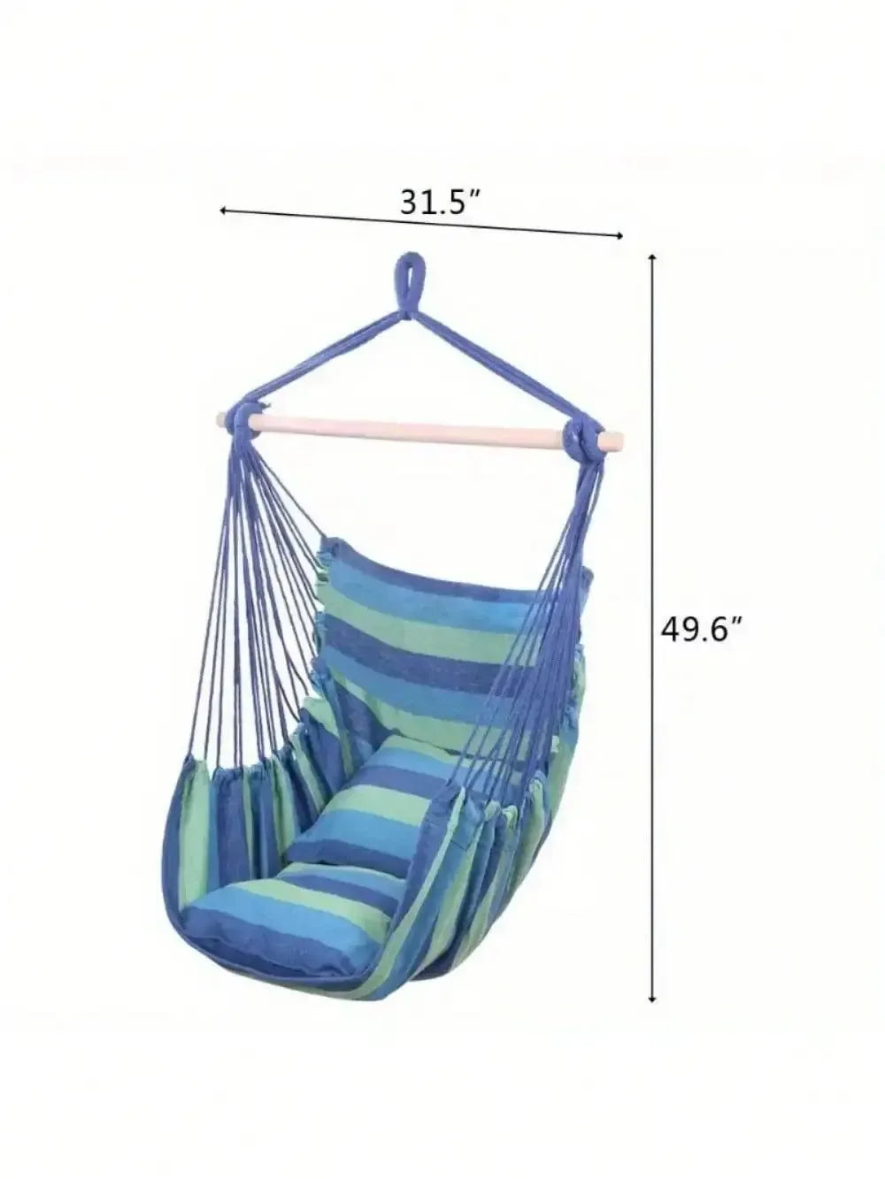 Cotton Canvas Hanging Rope Chair with Pillows - Outdoor Patio Swing Seat for Porch, Garden & Camping (220lb Capacity) - Trekker Essentials