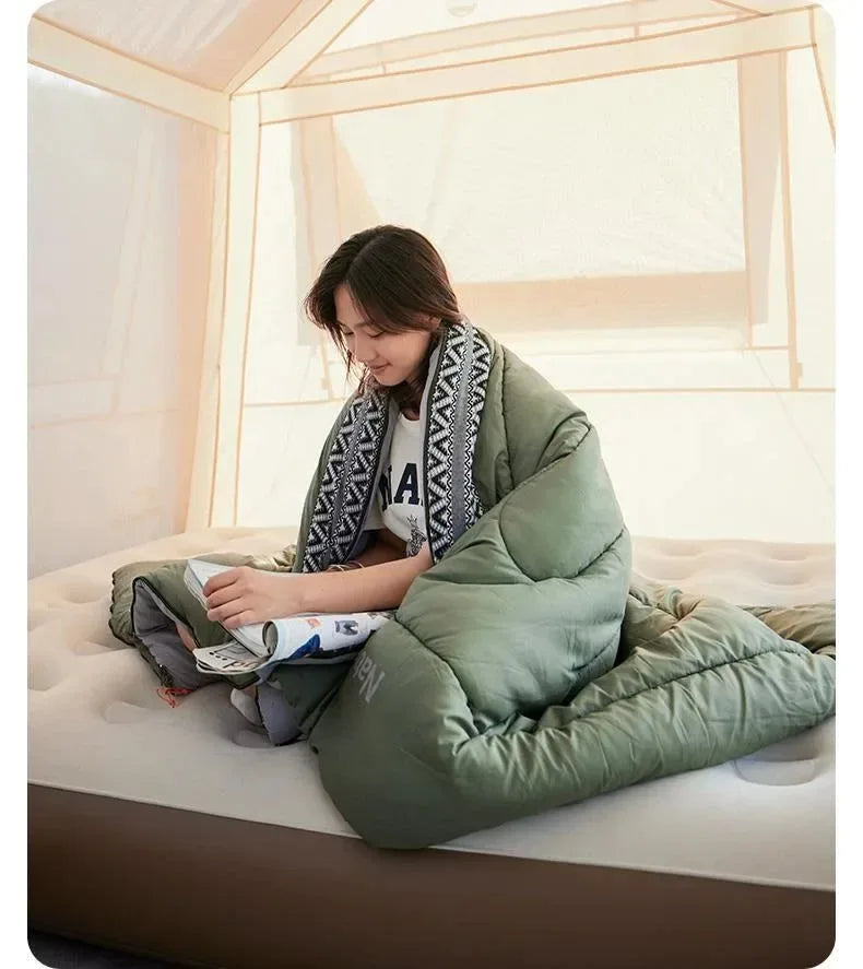 Cotton Sleeping Bag - Warm and Thick for Outdoor Camping, Splicable for Autumn and Winter, Breathable Design - Trekker Essentials