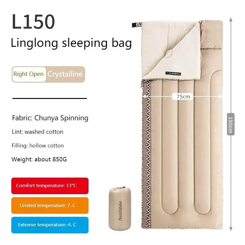 Cotton Sleeping Bag - Warm and Thick for Outdoor Camping, Splicable for Autumn and Winter, Breathable Design - Trekker Essentials