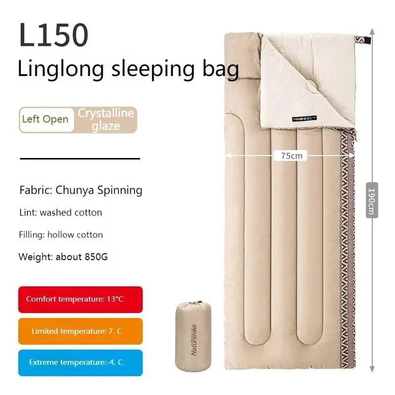 Cotton Sleeping Bag - Warm and Thick for Outdoor Camping, Splicable for Autumn and Winter, Breathable Design - Trekker Essentials