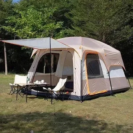 CUPCAMEL Outdoor Camping Large Family Tent with 2 Bedrooms, 1 Living Room, and Mosquito Control - Trekker Essentials