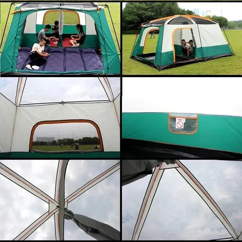 CUPCAMEL Outdoor Camping Large Family Tent with 2 Bedrooms, 1 Living Room, and Mosquito Control - Trekker Essentials