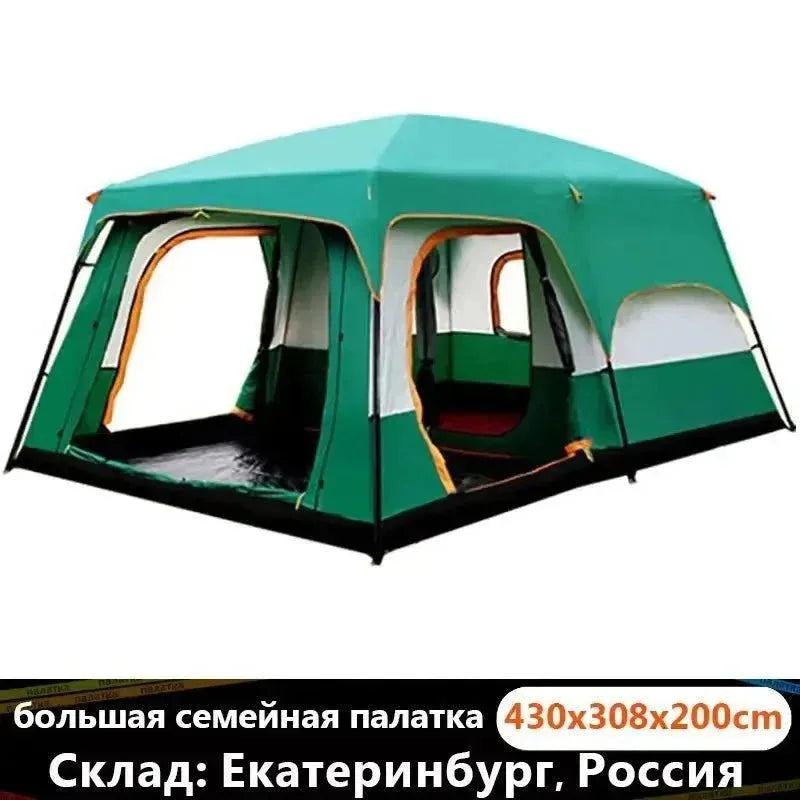 CUPCAMEL Outdoor Camping Large Family Tent with 2 Bedrooms, 1 Living Room, and Mosquito Control - Trekker Essentials