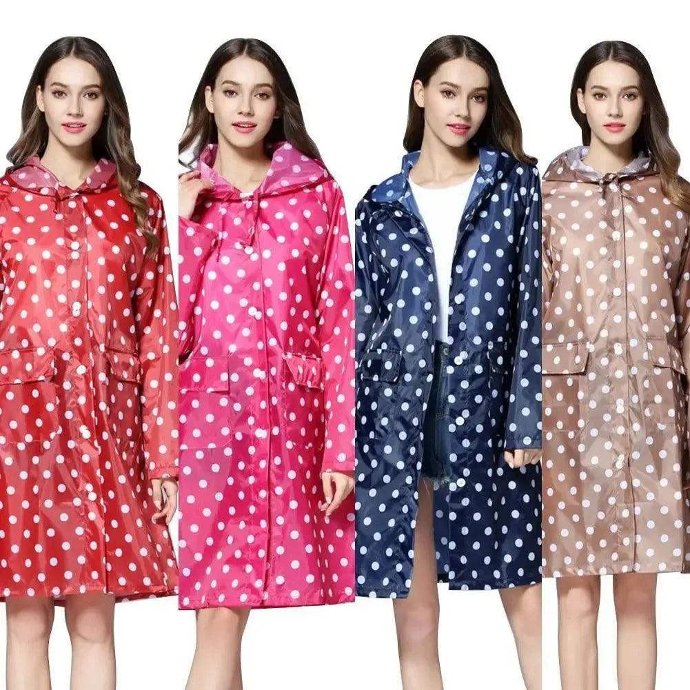Cute Dots Waterproof Raincoat for Women - Lightweight Poncho for Hiking and Outdoor Activities - Trekker Essentials