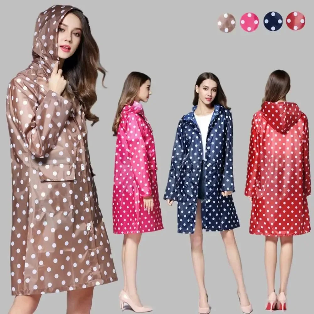 Cute Dots Waterproof Raincoat for Women - Lightweight Poncho for Hiking and Outdoor Activities - Trekker Essentials