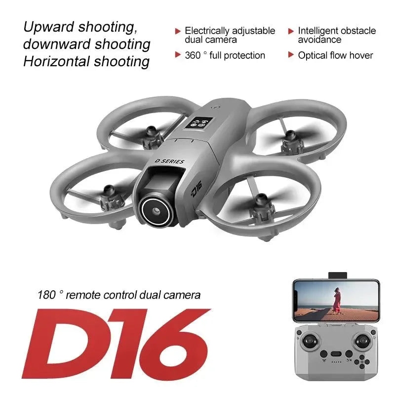 D16 Mini Drone with HD Dual Camera – WiFi FPV, Obstacle Avoidance, Foldable RC Quadcopter for Adults & Beginners - Trekker Essentials