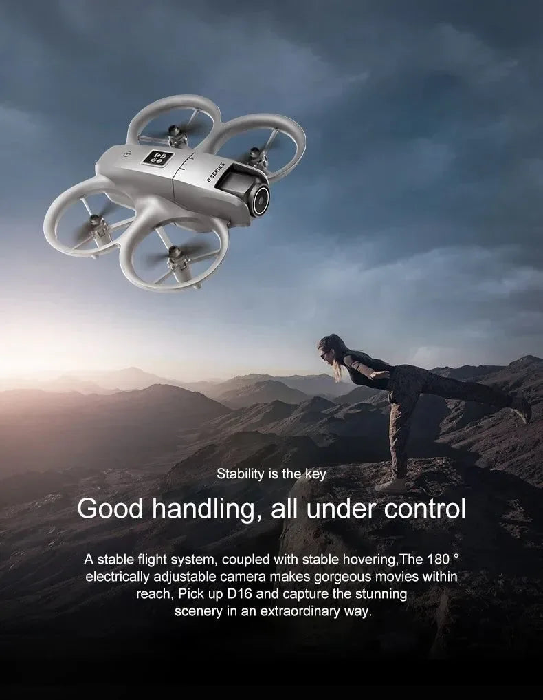 D16 Mini Drone with HD Dual Camera – WiFi FPV, Obstacle Avoidance, Foldable RC Quadcopter for Adults & Beginners - Trekker Essentials
