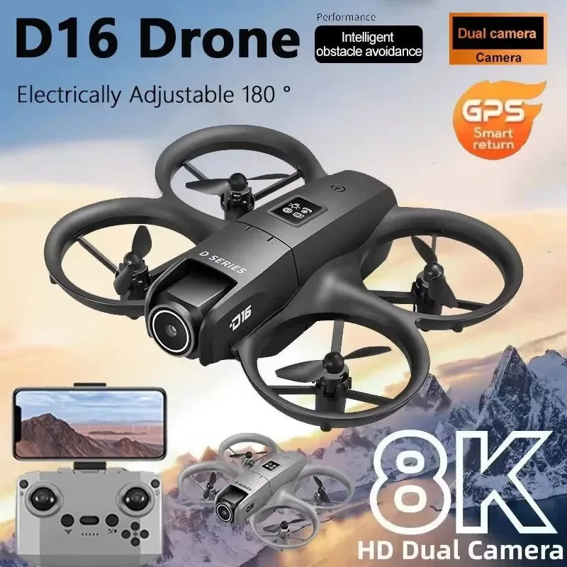 D16 Mini Drone with HD Dual Camera – WiFi FPV, Obstacle Avoidance, Foldable RC Quadcopter for Adults & Beginners - Trekker Essentials