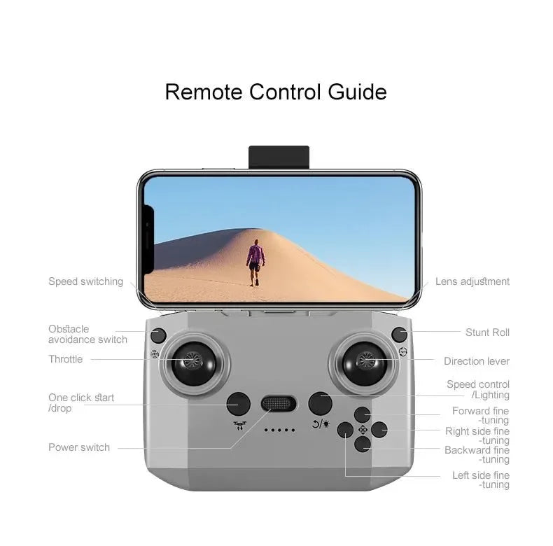 D16 Mini Drone with HD Dual Camera – WiFi FPV, Obstacle Avoidance, Foldable RC Quadcopter for Adults & Beginners - Trekker Essentials