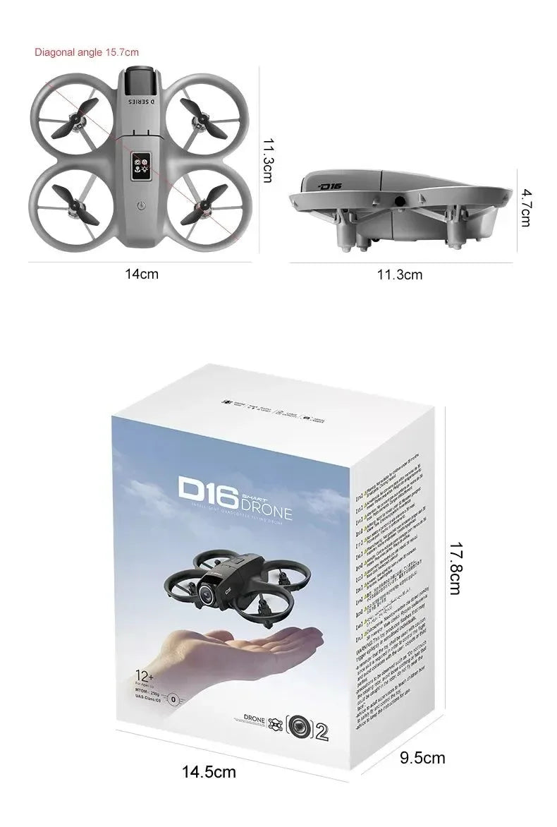 D16 Mini Drone with HD Dual Camera – WiFi FPV, Obstacle Avoidance, Foldable RC Quadcopter for Adults & Beginners - Trekker Essentials