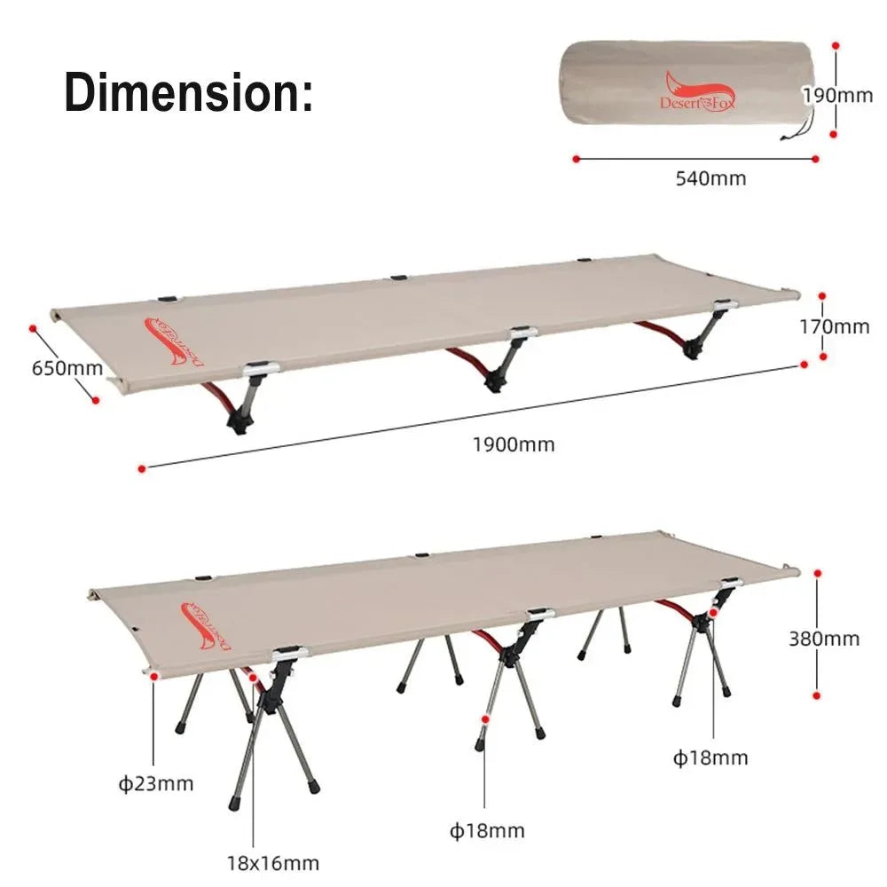 Desert & Fox Collapsible Camping Cot with Carry Bag - Portable Folding Sleeping Bed for Adults and Kids - Trekker Essentials