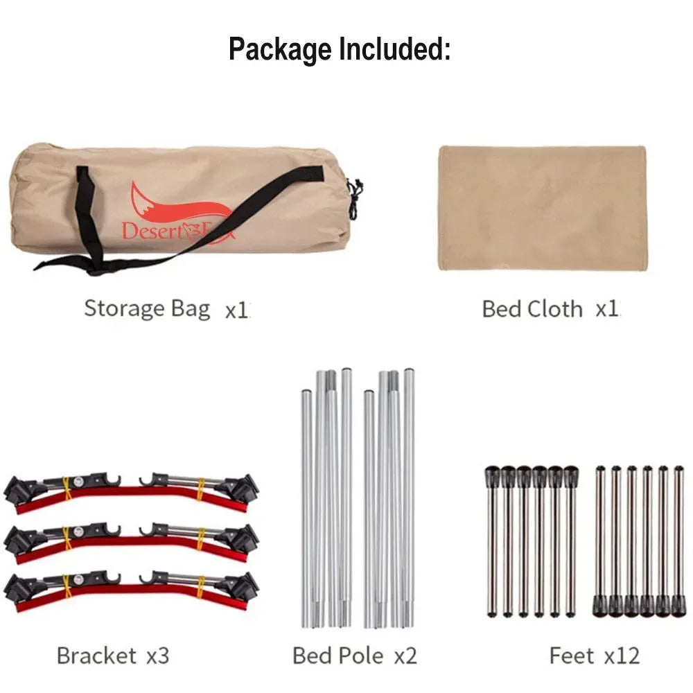 Desert & Fox Collapsible Camping Cot with Carry Bag - Portable Folding Sleeping Bed for Adults and Kids - Trekker Essentials